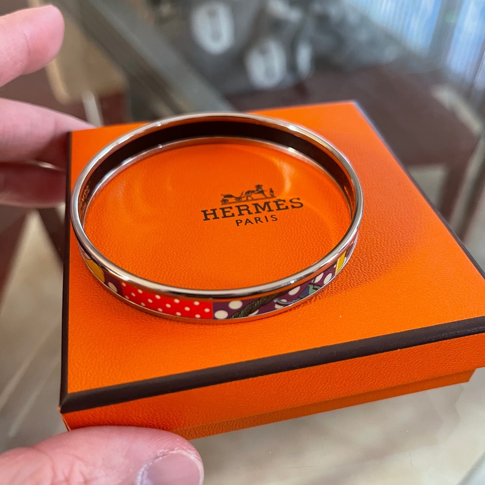 Authentic Hermes polka dot bangle - thin